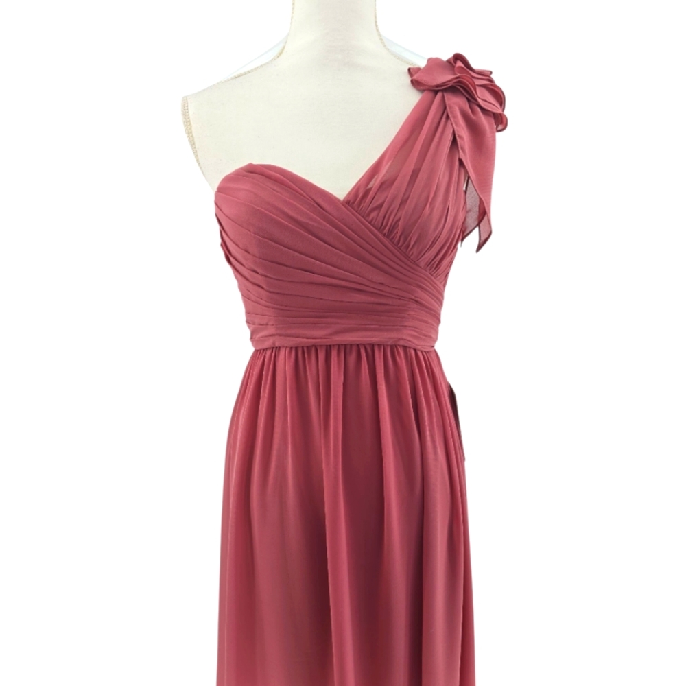Renz Bridal NWT One Shoulder Bridesmaid Gown Formal Prom in Vintage Rose